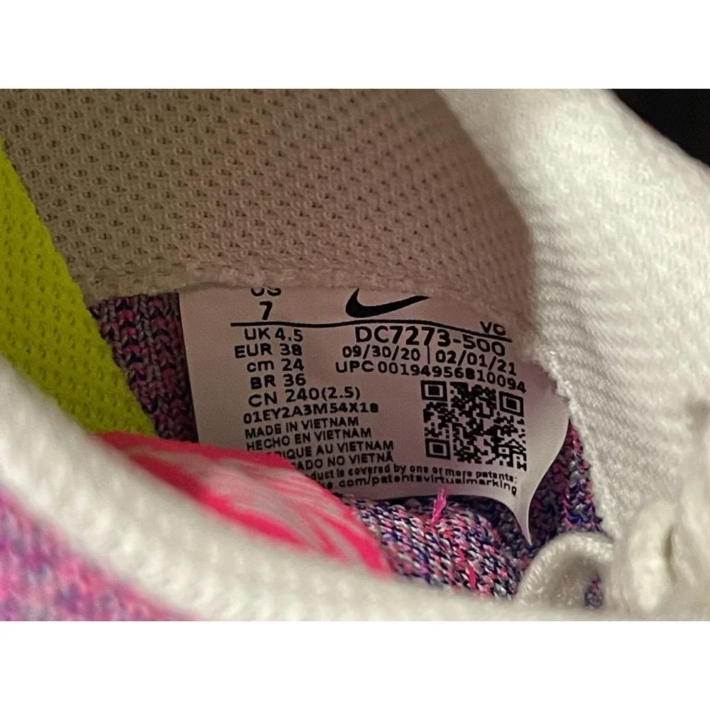 NEW Nike Air Force 1 Crater Flyknit Fuchsia Glow Pink DC7273-500‎ Women's Size 7 - Picture 6 of 6